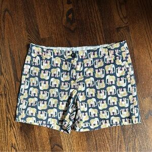 Crown & Ivy navy, pink, white, & light green cotton elephant shorts. Size 12.
